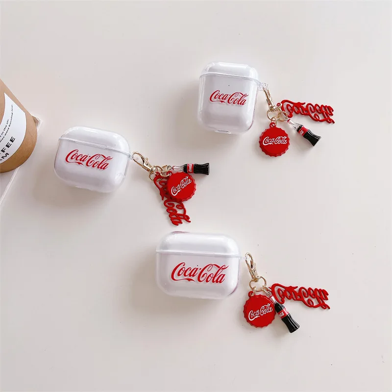 

Creative Coke Pendant Case for AirPods Pro2 Airpod Pro 1 2 3 Bluetooth Earbuds Charging Box Protective Earphone Case Cover