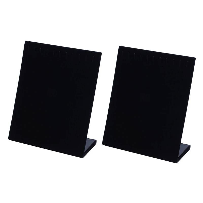 

2X 11 Hooks Velvet Jewelry Rack Earring Bracelet Necklace Organizer Holder Display, Black
