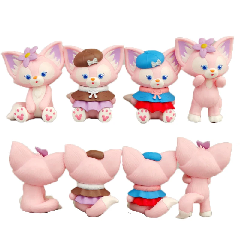 

4pcs/set Disney LinaBell Model Anime Pink Fox Q Version Dolls PVC Action Figure Model Cake Decoration for Children Gift Toys