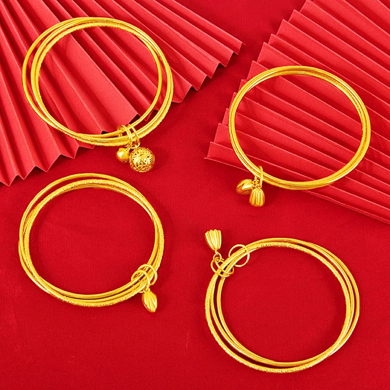 Baochang Unique Beautiful Thin Round Bangles Bracelet Set for Women Set of 3pcs