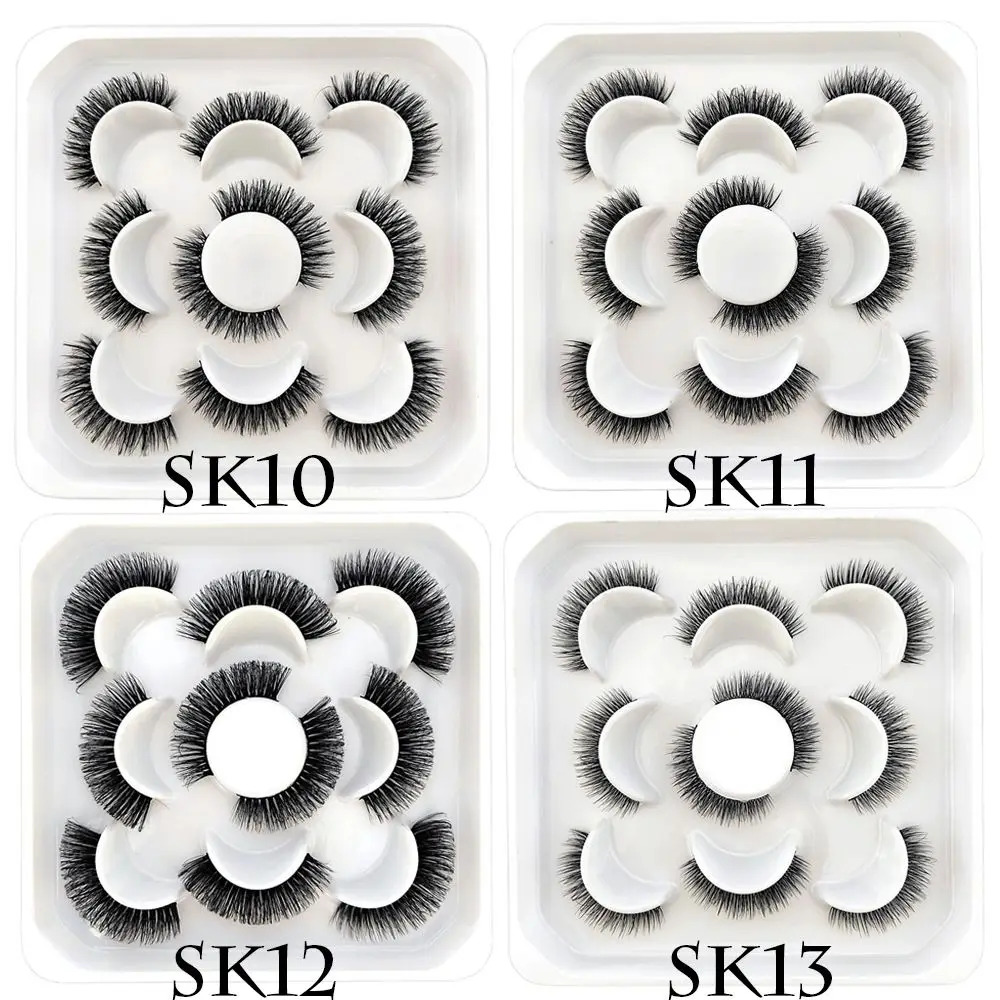5 пар новых модных 3D норковых накладных ресниц D Curl пушистые короткие ресницы для