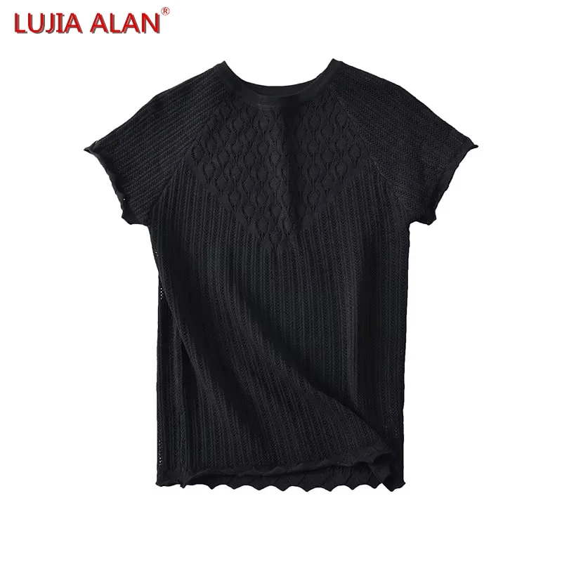 

2 Colors New Women Crochet Knitted Sweater Female O-neck Raglan Sleeve Pullover Casual Slim Fit Tops LUJIA ALAN SW2268