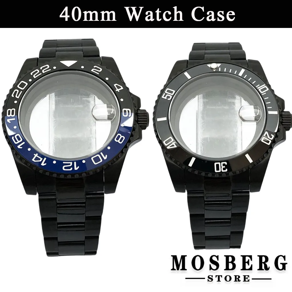 40mm Watch Case With Bezel Stainless Steel Sapphire Glass For NH34 NH35 NH36 ETA2836 Miyota8215 8205 ETA2824 PT5000 Movement