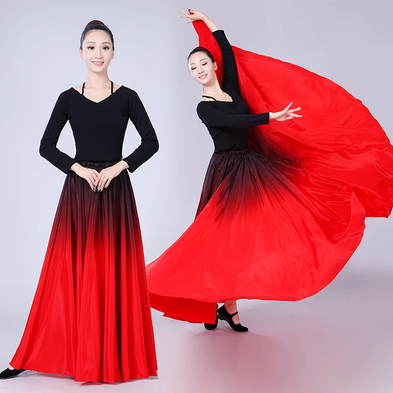 

Big Swing Floor Length Dance Skirt Women Silk Long Faldas Saia Festival Skirts Elastic Waist Pleated Party Vintage Maxi Skirts
