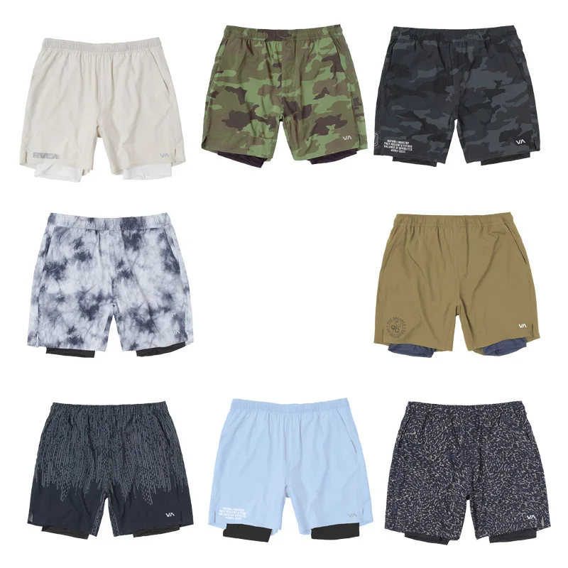 Шорты мужские камуфляжные 2 в 1 дышащие тренировочные эластичные для фитнеса