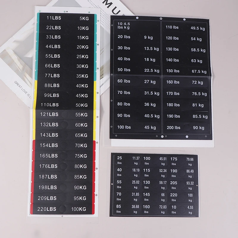 Этикетки на стеки веса от 4 5 до 150 кг черный фон белый номер наклейки вес для