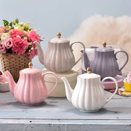 Керамический чайник в форме тыквы ручная роспись золотой костяной фарфор с