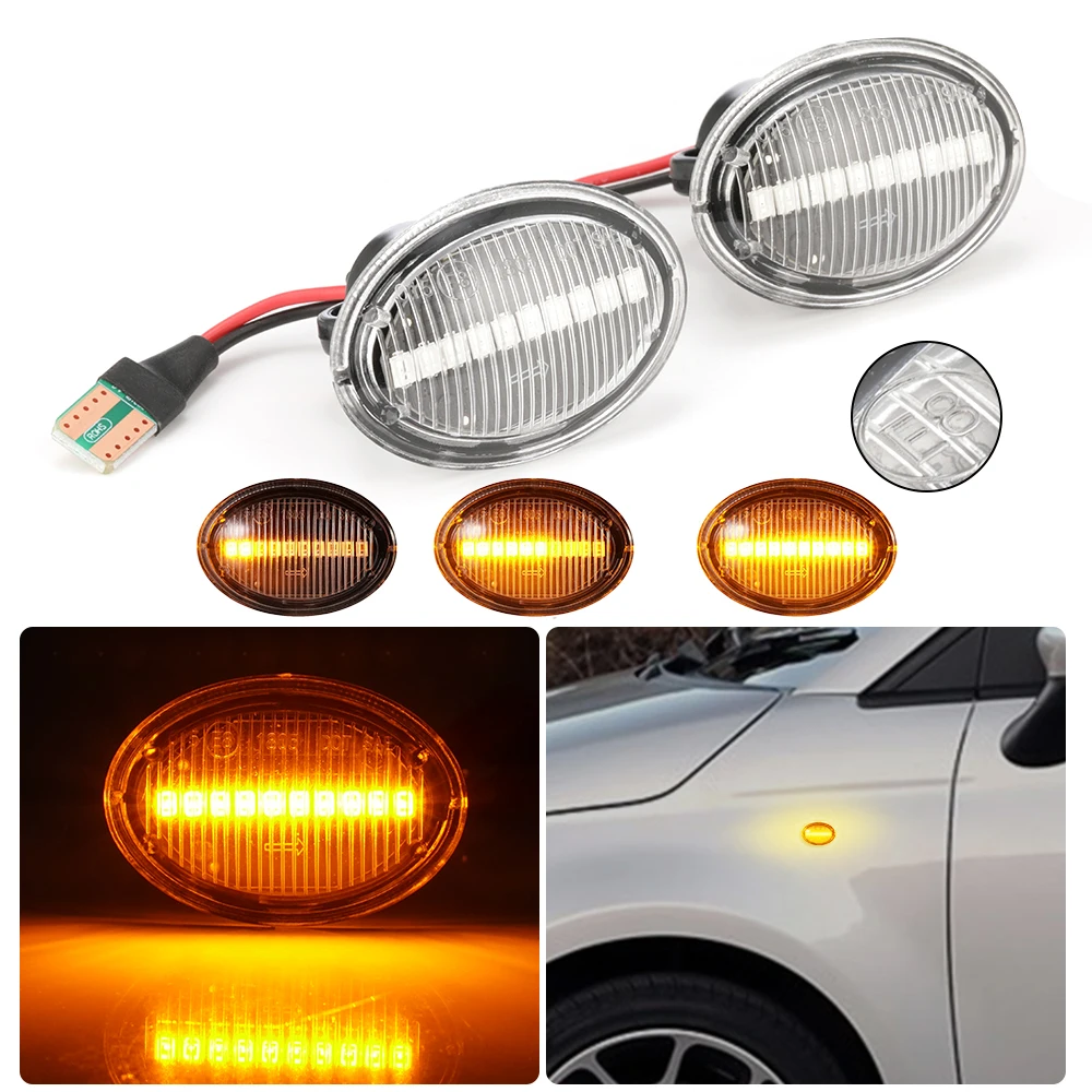 

2Pcs 2PCS Led Dynamic Side Marker Turn Signal Light Sequential Blinker Light Indicator Dynamic Flowing For Fiat 500 Car Lights