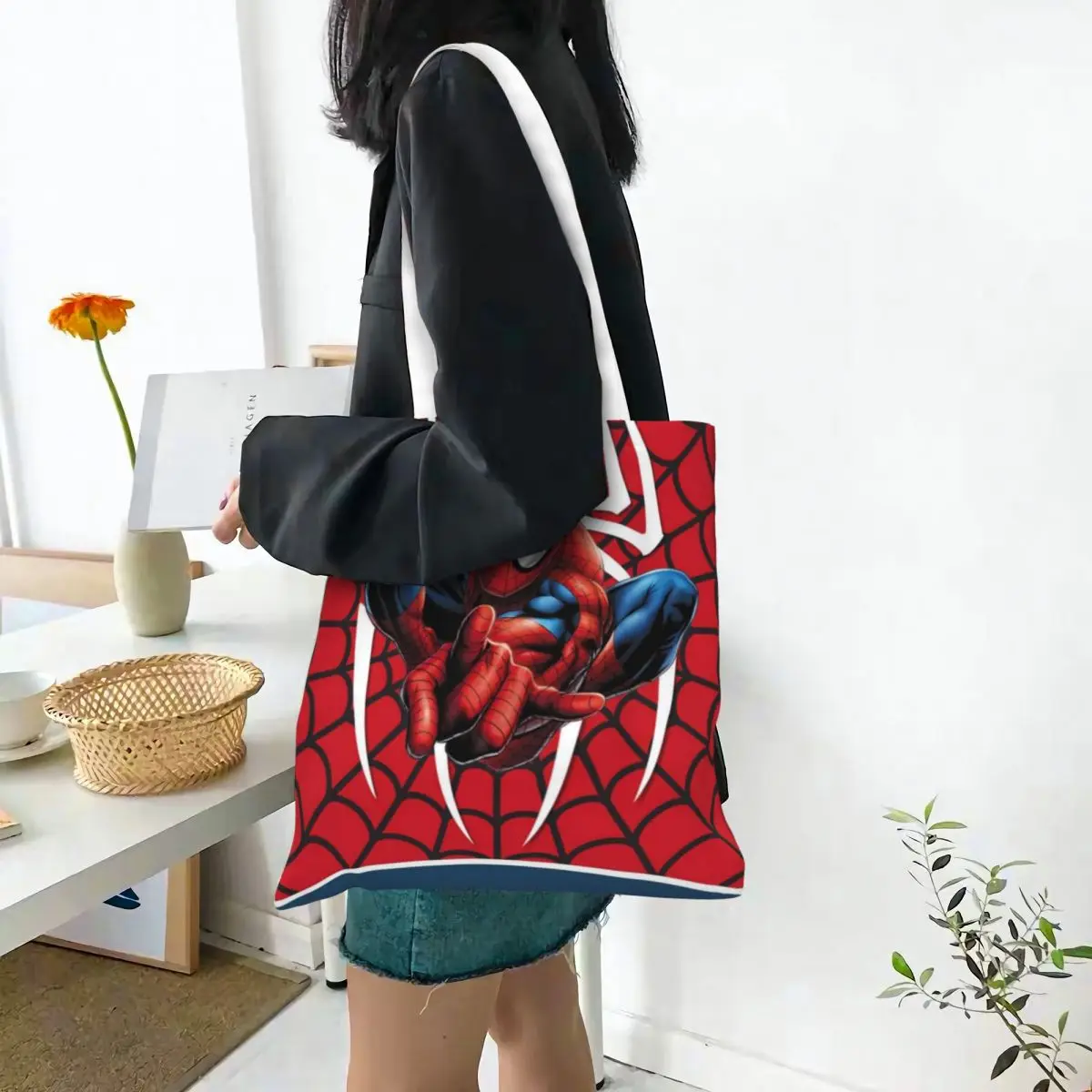 Сумка-тоут паука для продуктов на заказ Женская тканевая Сумочка покупок через