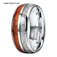 8mm tungsten carbide wedding bands ring men women two groove woodmeteorite rings dome band comfort fit