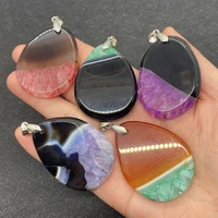 natural stone colored agate healing reiki semi precious water drop pendant jewelry making diy fashion necklace 5 piecesset