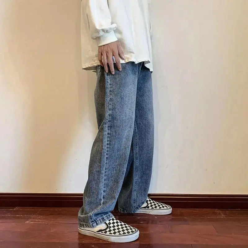 Y2K Man Clothes Streetwear Vintage Oversized Men's Blue Jeans High Street Straight Male Catgo Pants Baggy Trousers Men Teenager
