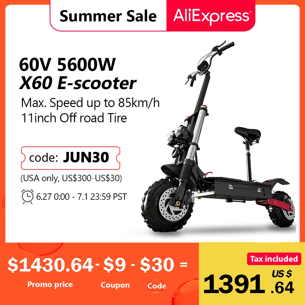 

11 Inch Off-Road Electric Scooter 5600W Dual Motor Folding E Scooter 85KM/H Max Speed Electric Scooters Adults Europe Stock