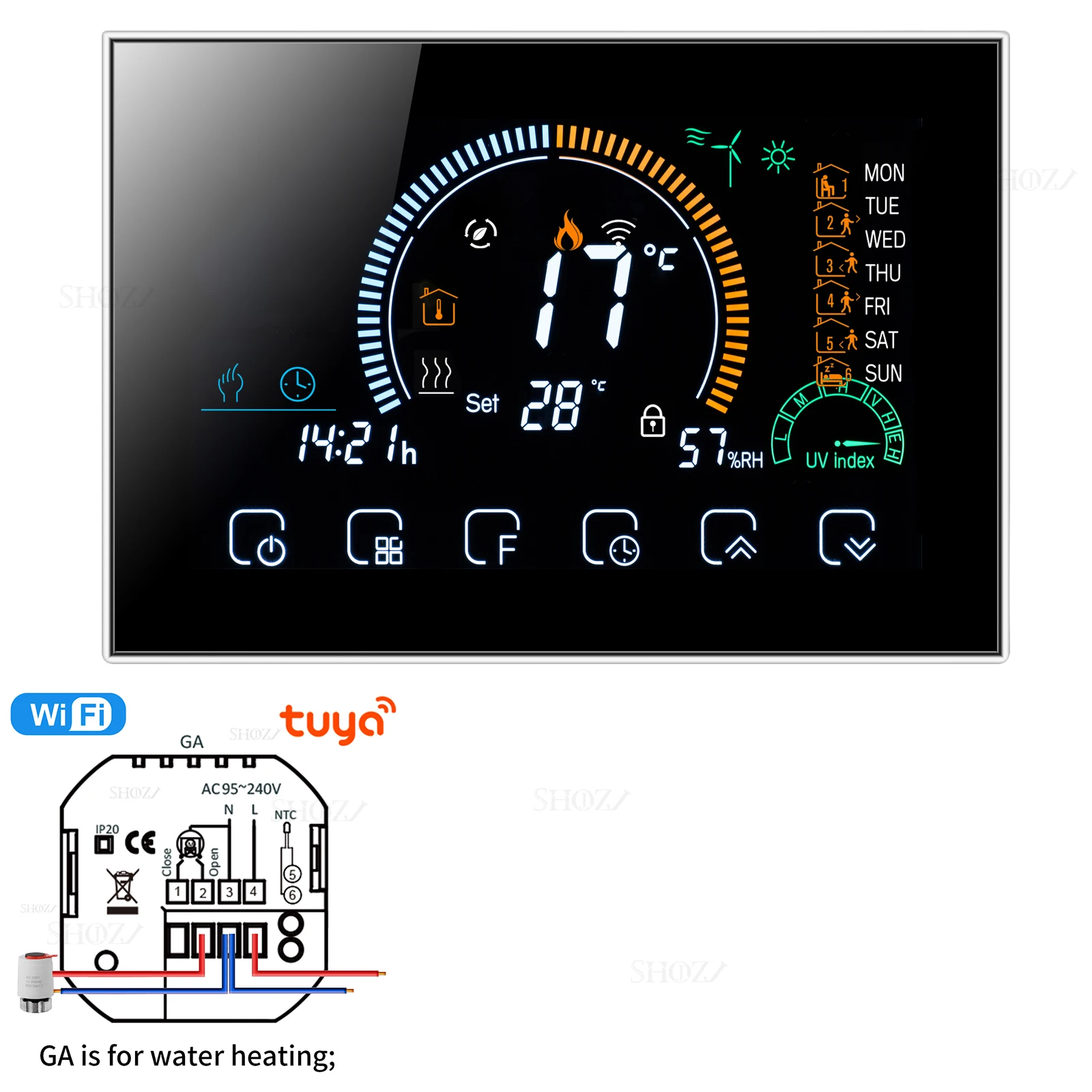 

Программируемый термостат SHOJZJ TUYA WIFI 24V/220V