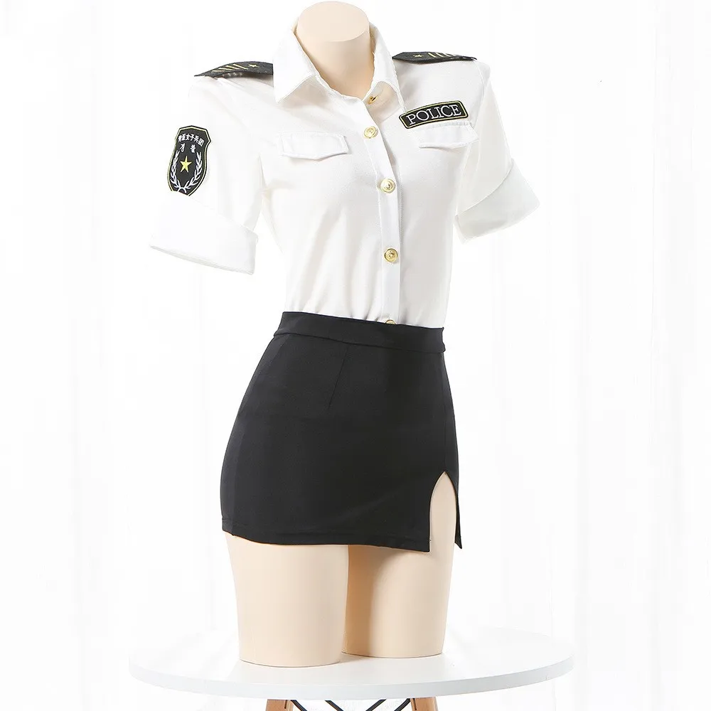 Sexy Police Women Officer Uniform Female Cop Sheath Dress Policewoman Outfit Roleplay Costumes Halloween Cosplay