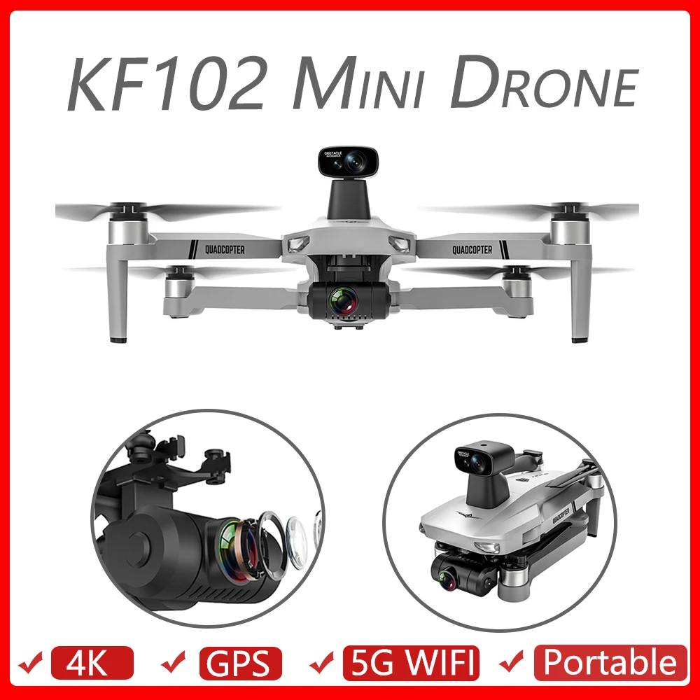 

KF102 5G WIFI FPV GPS Drone WITH 4K HD Dual Camera Self-stabilizing Mechanical Gimbal Brushless Foldable RC Drone Quadcopter RTF
