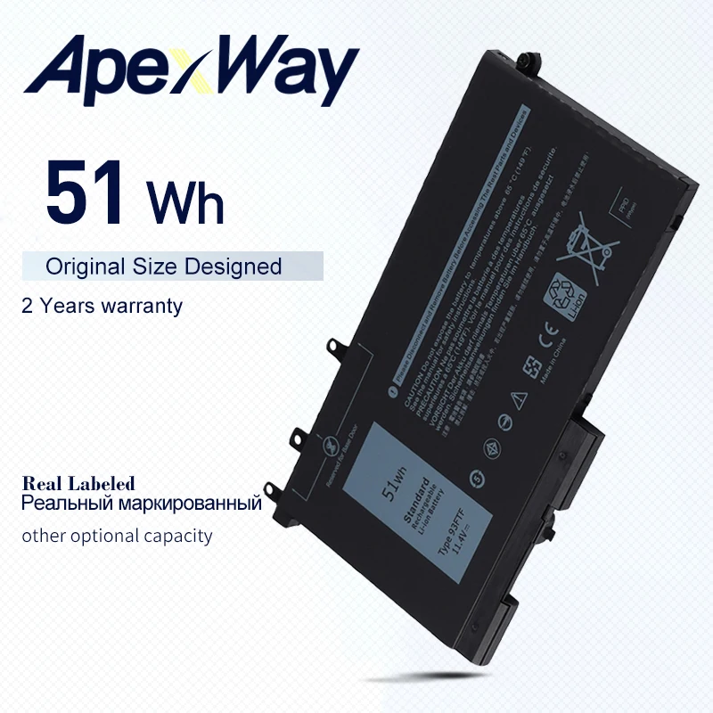 

Аккумулятор для ноутбука A[EXWAY 93FTF(51WH 11,4 V), совместимый с DELL 15 3520 3530 E5280 E5480 E5580 E5490 E5590 E5480 E5290 FNoteboo