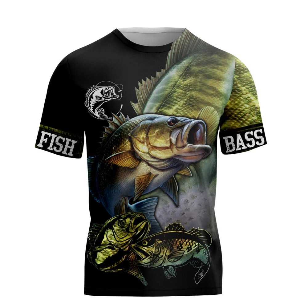 

CLOOCL Men T-shirt 3D Graphics Fishing Bass Fishing Printed Women T Shirt Unisex Short Sleeve Fashion Casual Crew Neck Tops