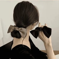 black bow tie hair tie elastic head rope for woman bow knot chiffion fabric sweet temperament hair tie hair accessories