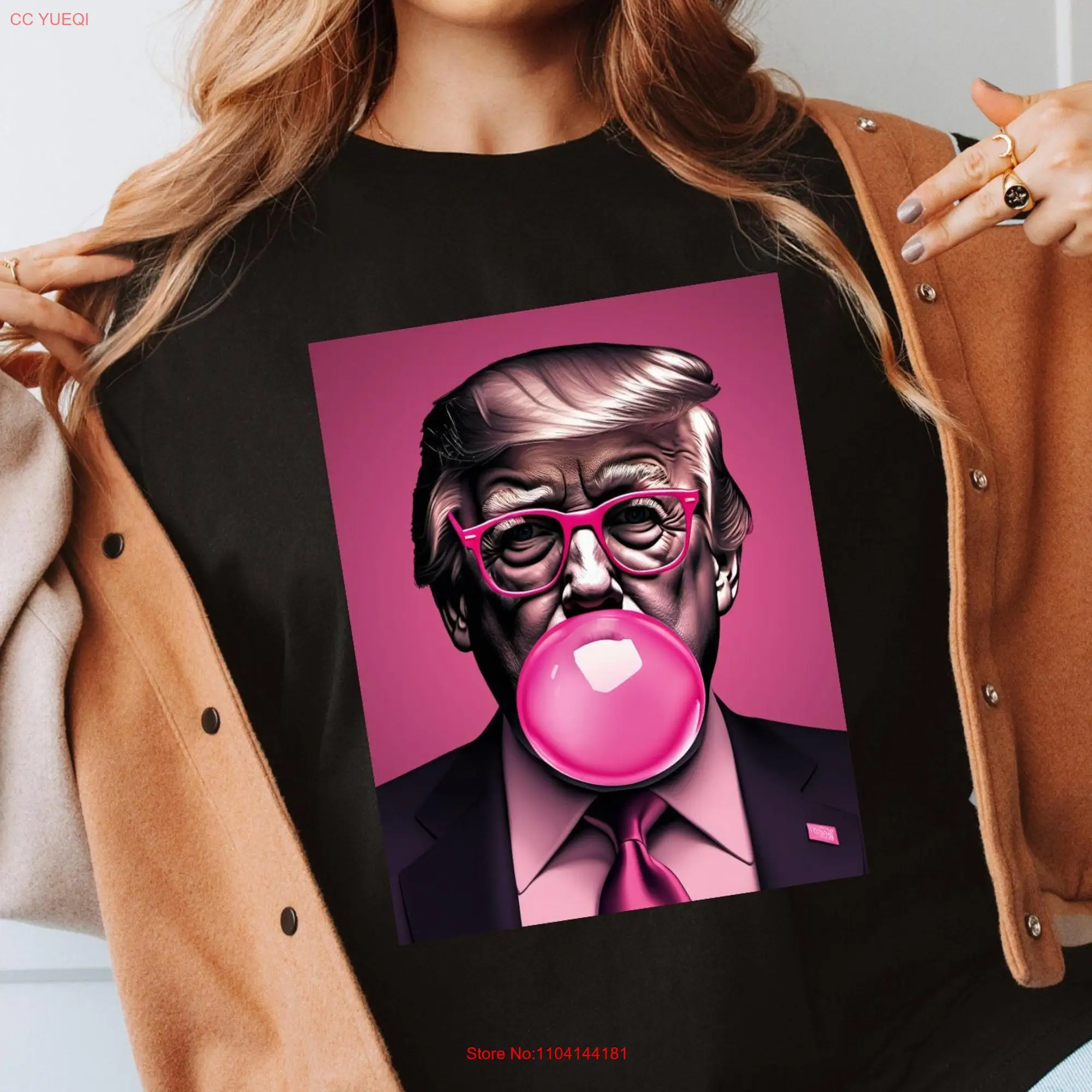 Футболка с коротким или длинным рукавом изображением Трампа