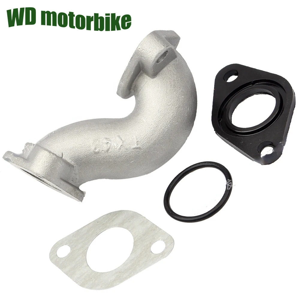 Купи 1 Set Motorcycle Carburetor Manifold Intake Inlet Pipe With Gasket For 4 Stroke Horizontal 50-160cc Engine Pit Dirt Bikes ATV за 306 рублей в магазине AliExpress