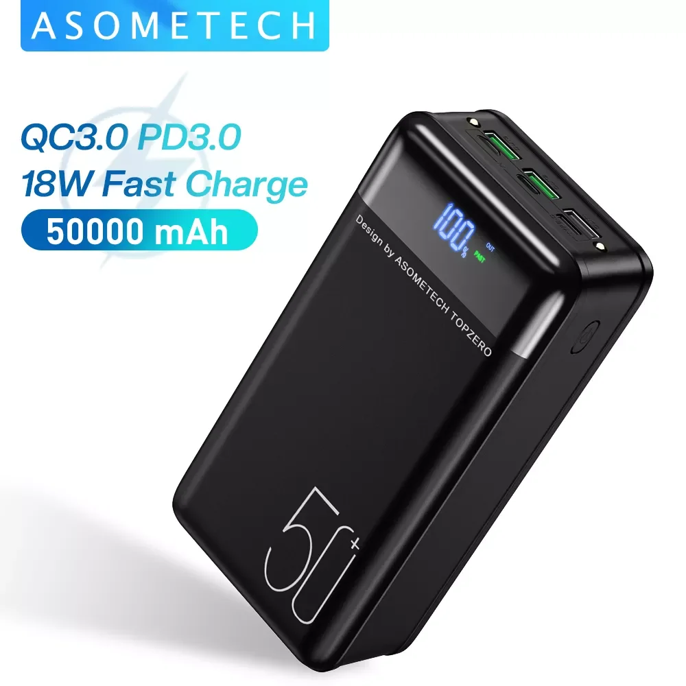

NEW Power Bank 50000mAh External Battery Fast Charge Portable Charger Powerbank 50000 mAh 18W QC3.0 PD PoverBank For iPhone 13 1