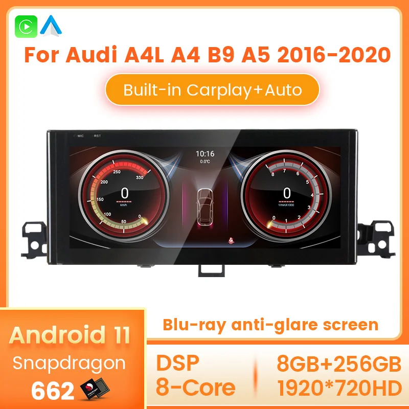 

Snapdragon662 Big Screen Autoradio Carplay+Auto Car Radio For Audi A4L A4 B9 A5 2016-2020 Multimedia Player GPS Navigation DSP