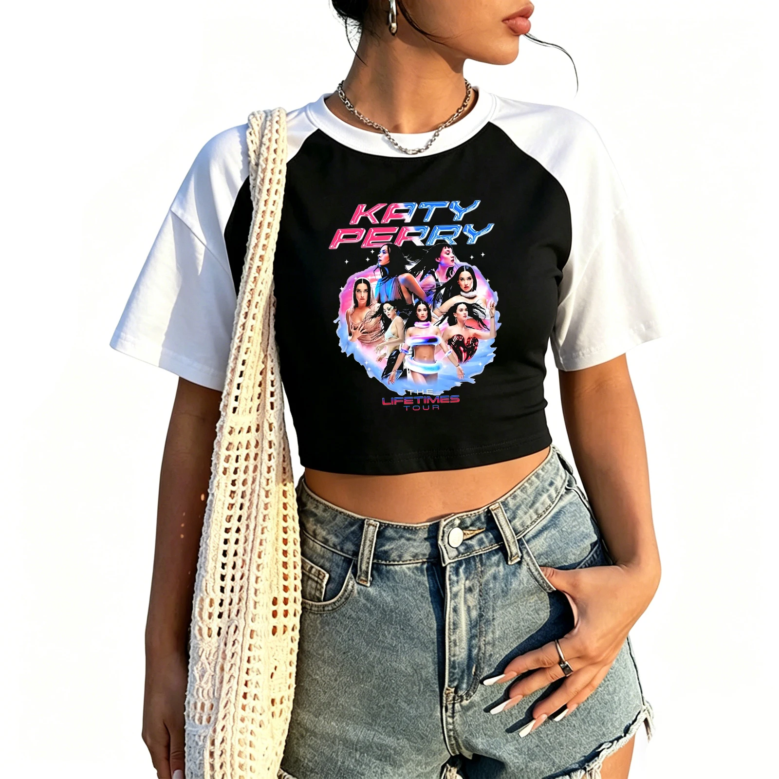Фото Футболка-кроп-топ Katy Perry 2026 Festivals Tour для девочек, модная женская футболка с круглым вырезом и коротким рукавом №4