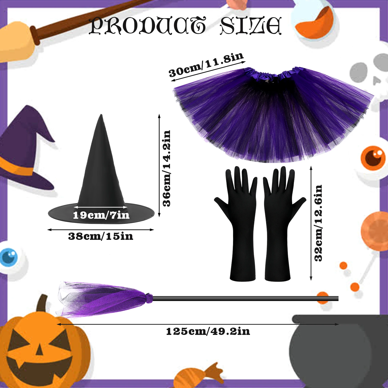 

Костюм ведьмы на Хэллоуин, в комплект входят черная шляпа ведьмы, перчатки, юбка-пачка