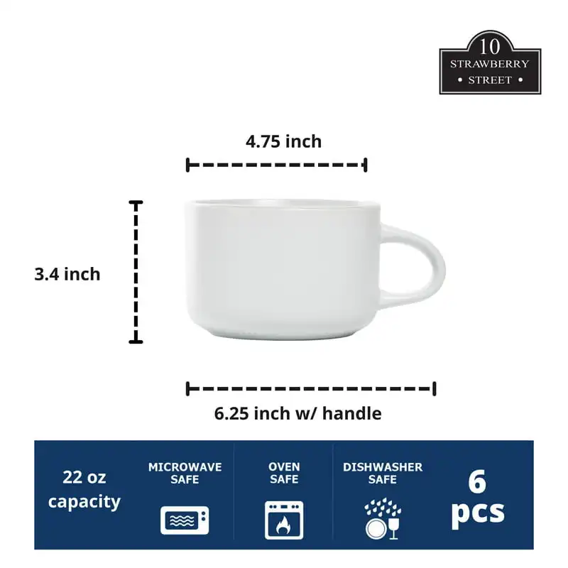 

4.75" 22 oz Stoneware Mug, Set of 6, White