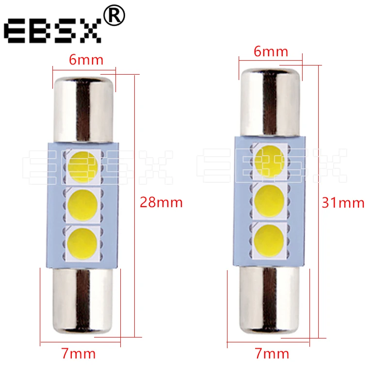 4 Шт. 12 В C5W T6 28 Мм 31 5050 3SMD Светодиодные Лампы Белого/голубого Цвета Для Потолка