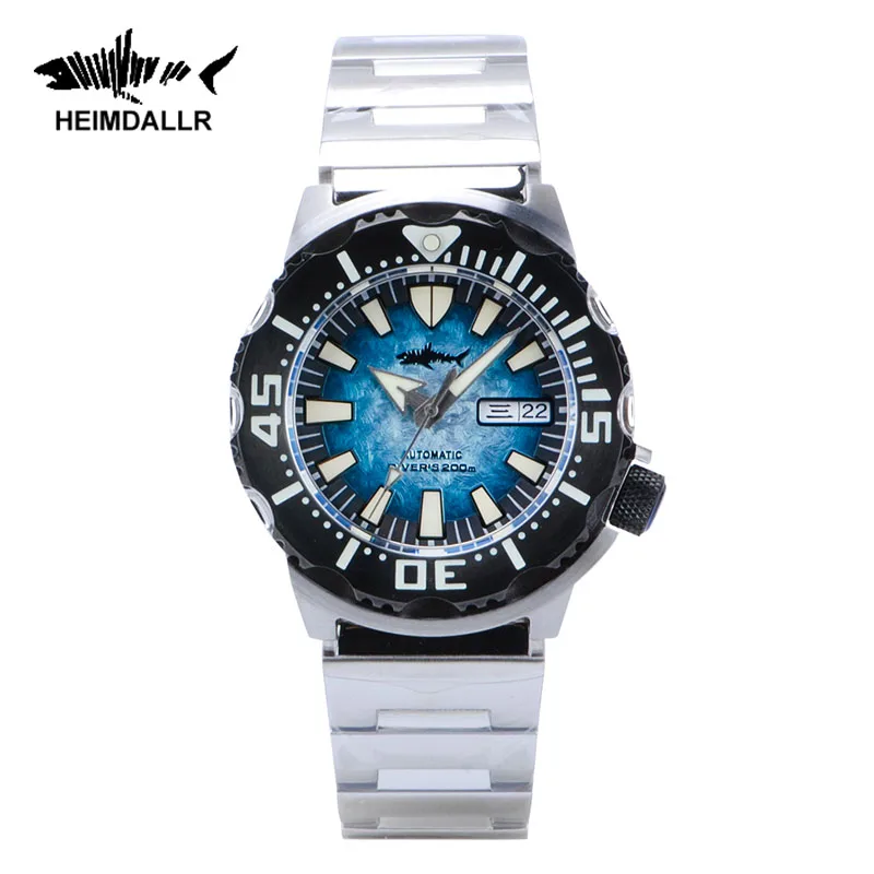 Продажа Мужские часы Heimdallr Monster V2, C3, светящийся циферблат, черный чехол с PVD покрытием NH36, автоматические механические наручные часы для дайвинга, 200 ...
