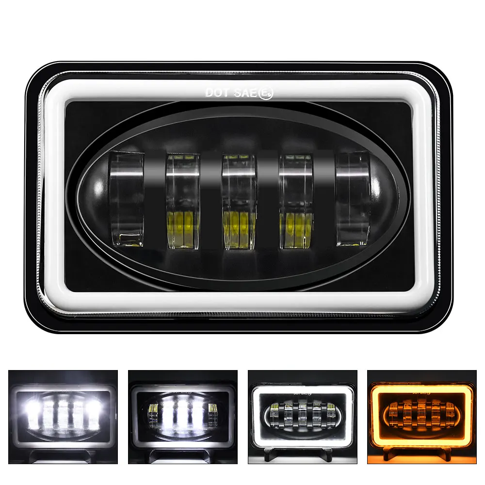 

5-дюймовый квадратный светодиодный налобный фонарь Wrangler JEEP Angel Eyes 150 Вт 25000LM DRL Turn Signa Truck Фара 6000K 3000K 12V 24V