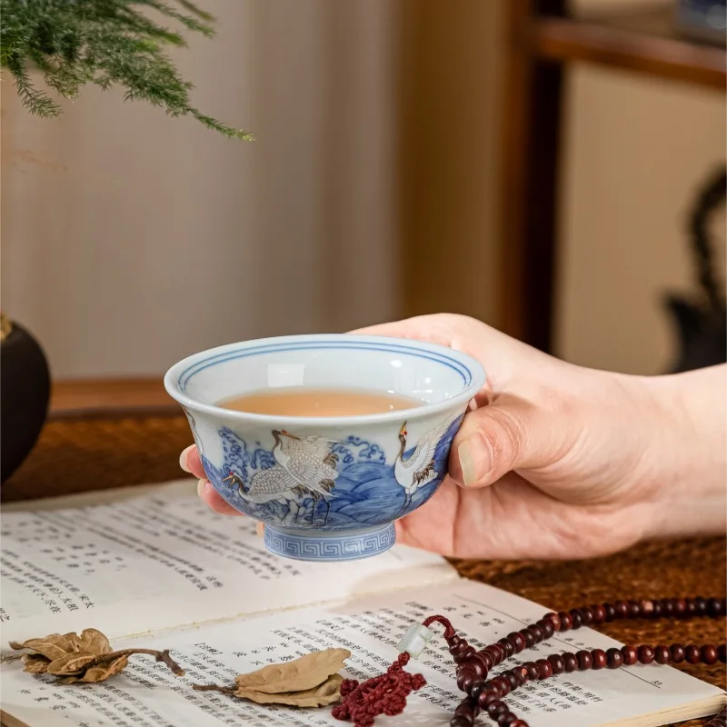 Цзиндэчжэнь Qitang античная грязь синий и белый морской журавль керамическая