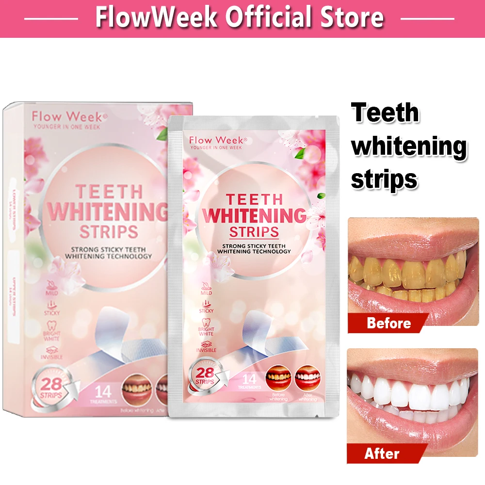 

FlowWeek Teeth Whitening Strips Dental Veneers Whitening Gel Strips Oral Care Kit Tooth White Kit Teeth Bright-Strips 28pcs