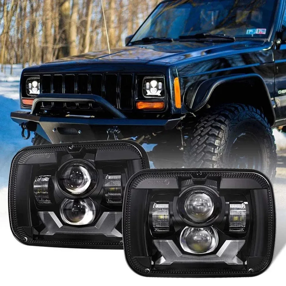 

Car LED Square 7x6 5X7inch LED Headlights with High/Low Beam DRL H6054 6054 LED Headlight For Jeep Wrangler YJ Cherokee GMC