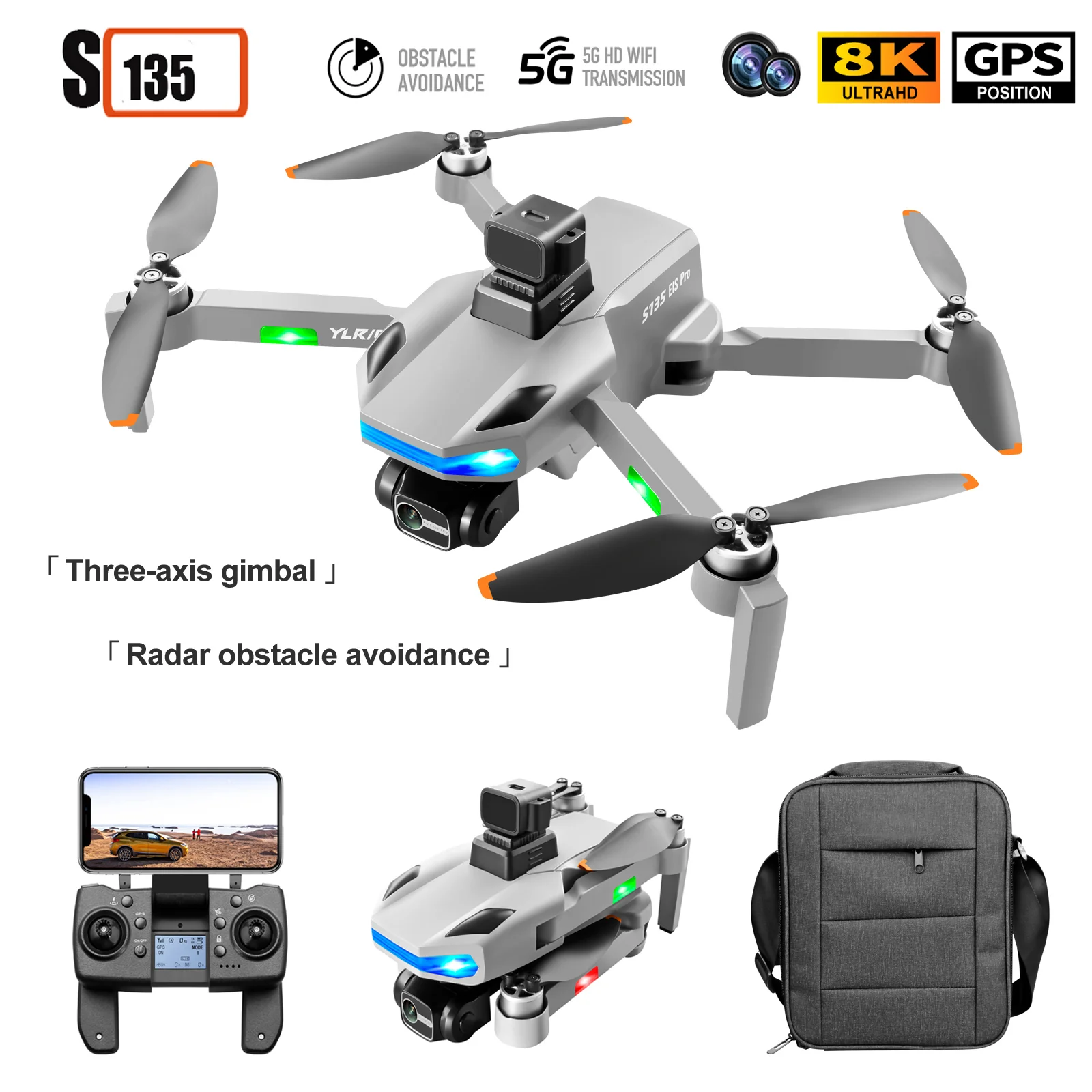 

Квадрокоптер S135 с GPS, 8K, HD, двойная камера