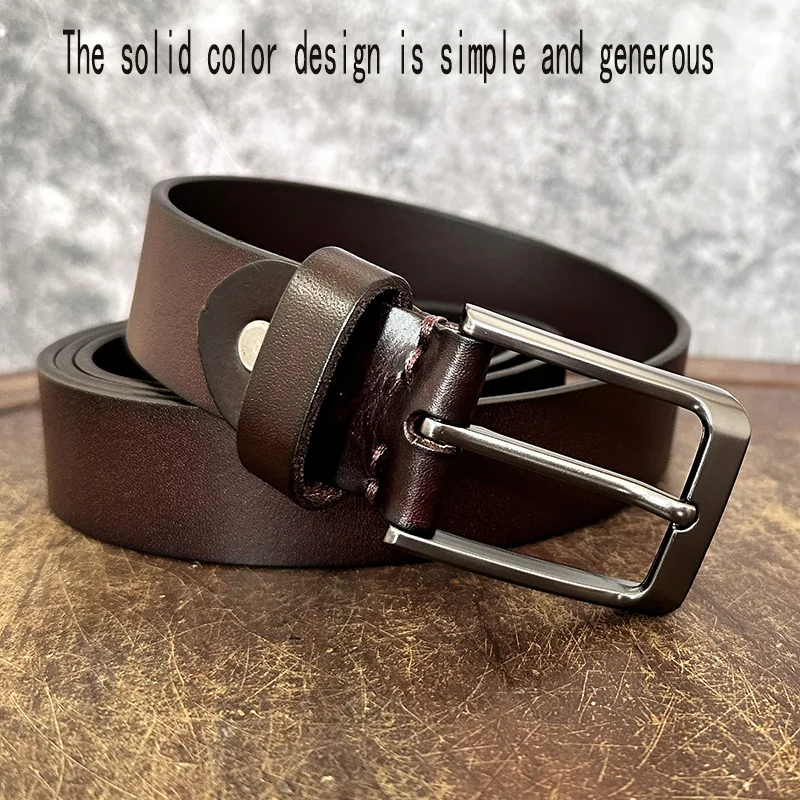 Men's Leather Belt Pin Buckle Vintage Belt For Men The First Layer Of Real Cowhide Handmade Casual Trend Men's Waistband