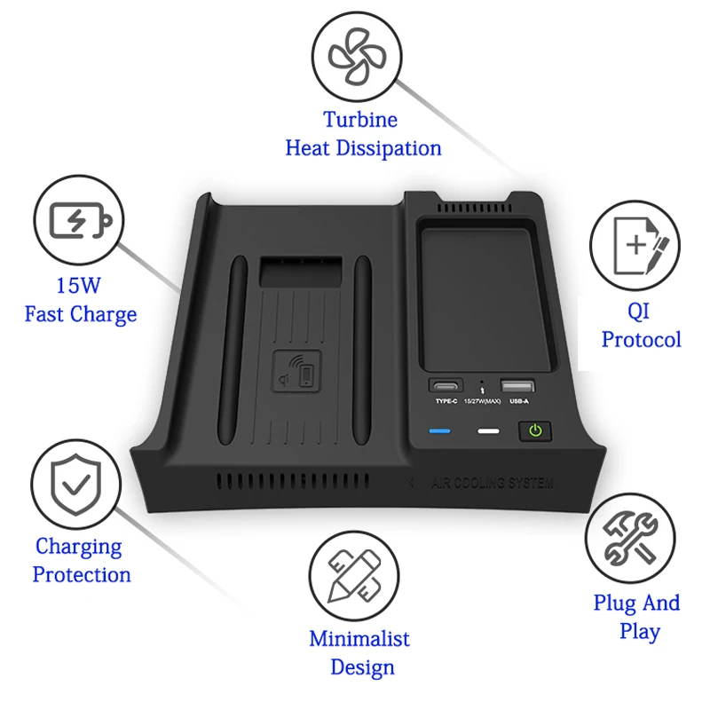 Автомобильное беспроводное зарядное устройство QHCP центральная консоль зарядная