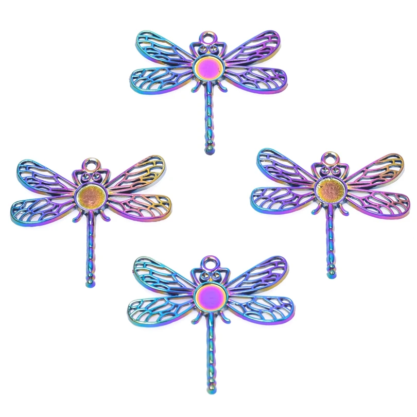 

5PCS Alloy Dragonflies Charms Pendant Accessory Rainbow Color For Jewelry DIY Making Necklace Earring Metal Bulk Wholesale