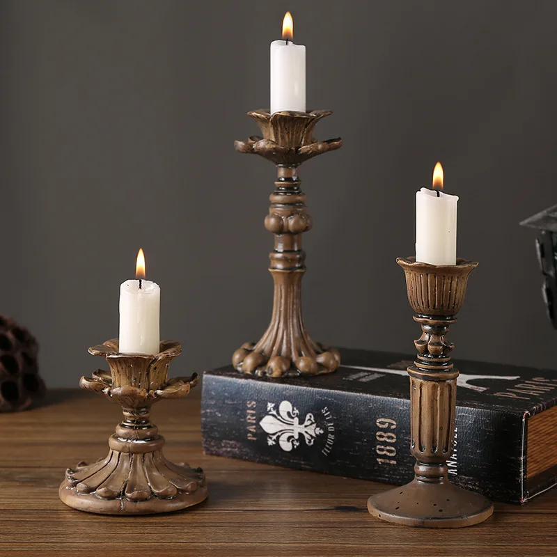 

Resin Vintage Candle Candlestick for Home Room Mantel Table Decor, Wedding Anniversary Decoration Small, Medium, Large