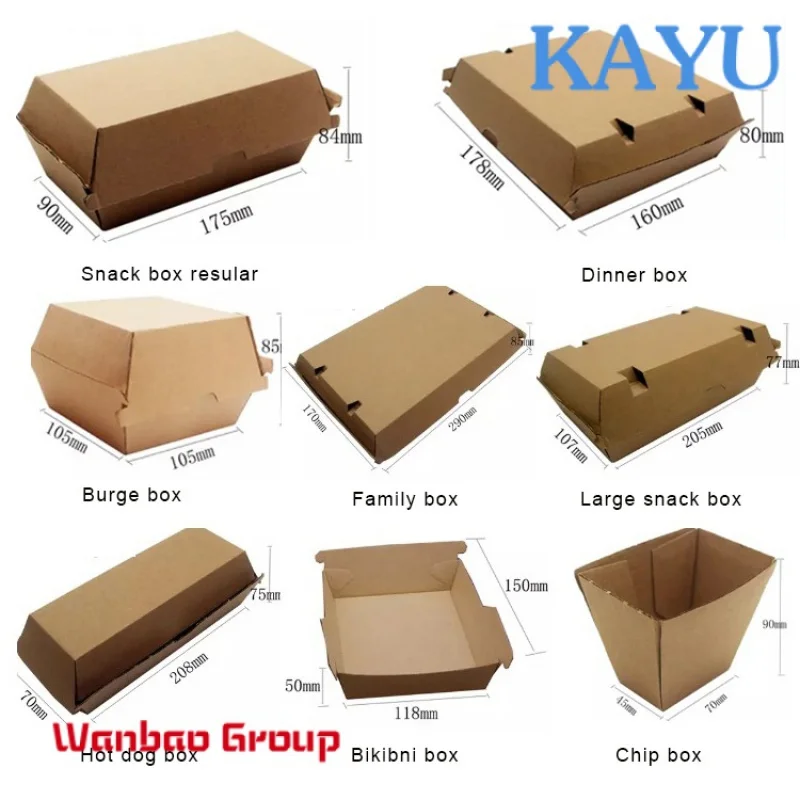 Corrugated Paper burger box custom and logo design food grade materials Hamburger packaging box