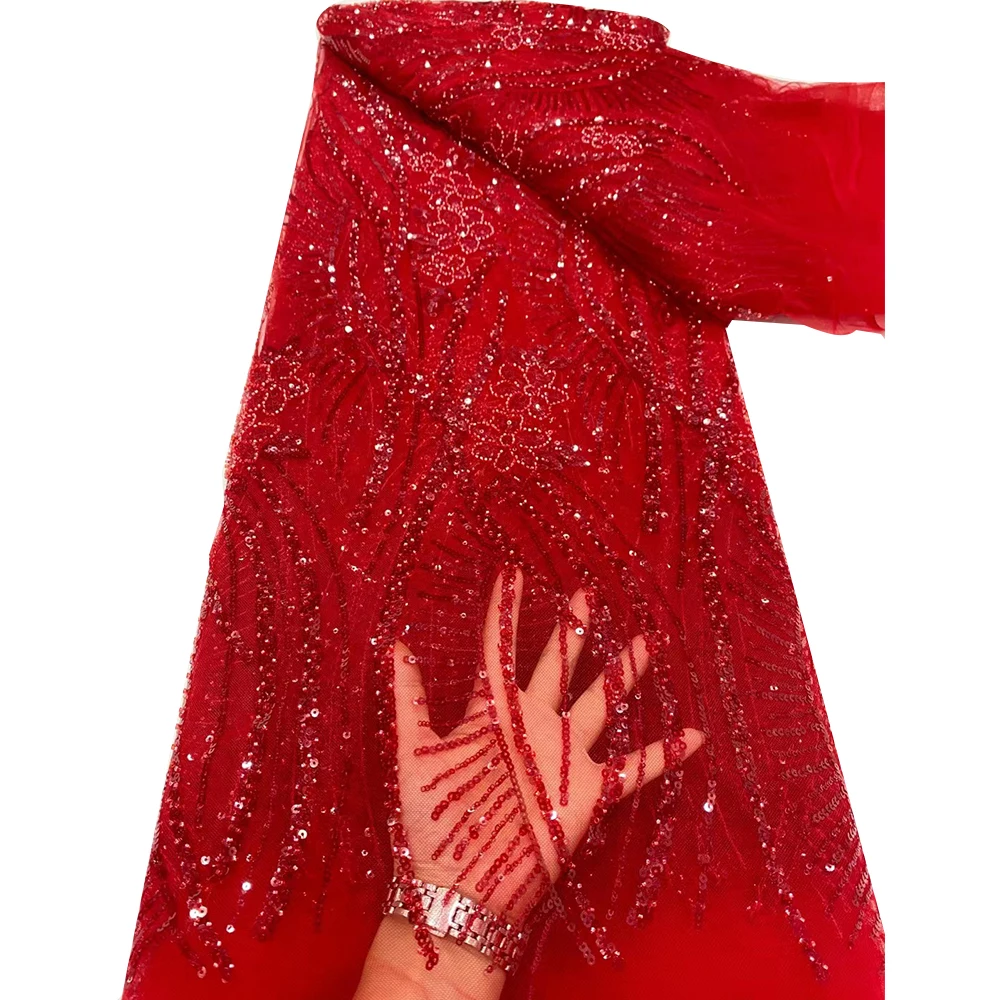 Роскошная Африканская Кружевная Ткань С Блестками И Бусинами 2024 Нигерийская