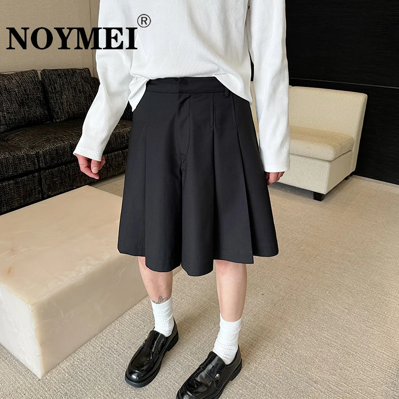 Шорты NOYMEI мужские прямые плиссированные с 3D эффектом черные универсальные