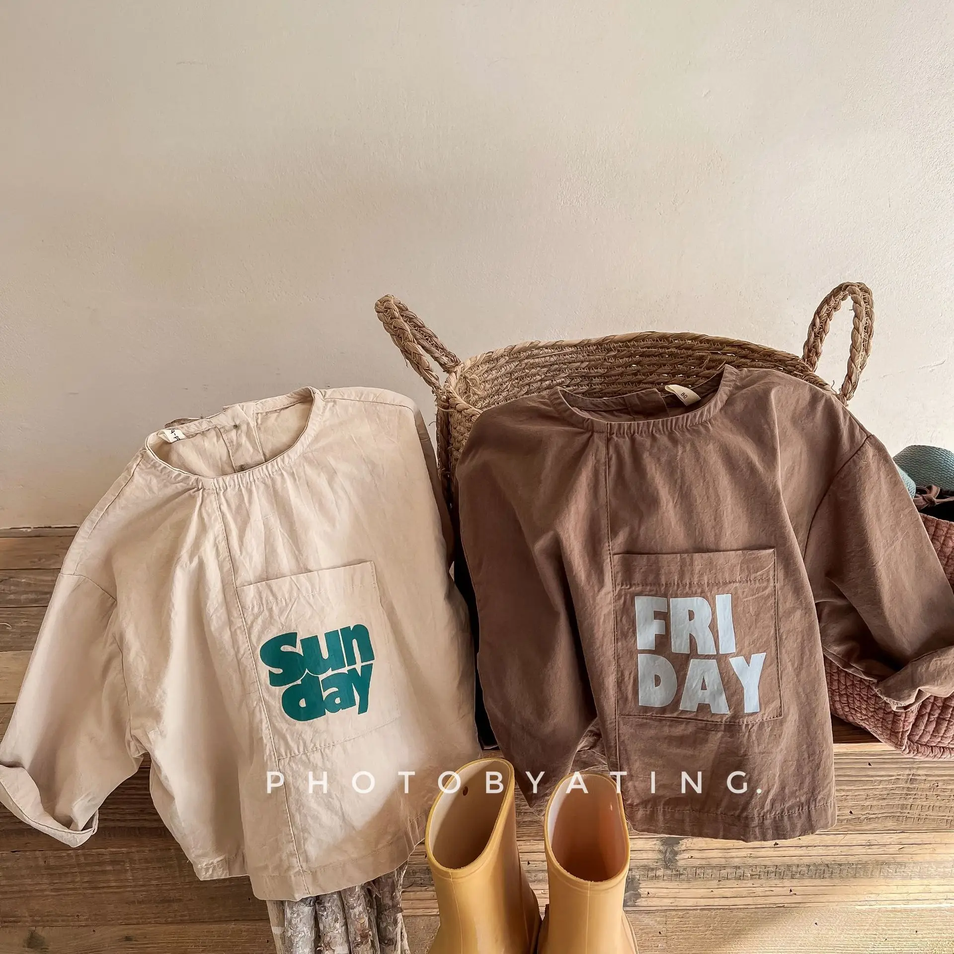 

2022 New Baby Long Sleeve Pullover Tops Fashion Girls Letter Print Shirts Big Pocket Children Sweatshirt Girls Casual Blouse