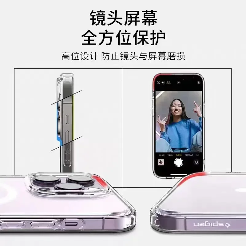 Spigen Ultra Hybrid (MagFit) для беспроводного зарядного устройства Apple Magsafe прозрачные
