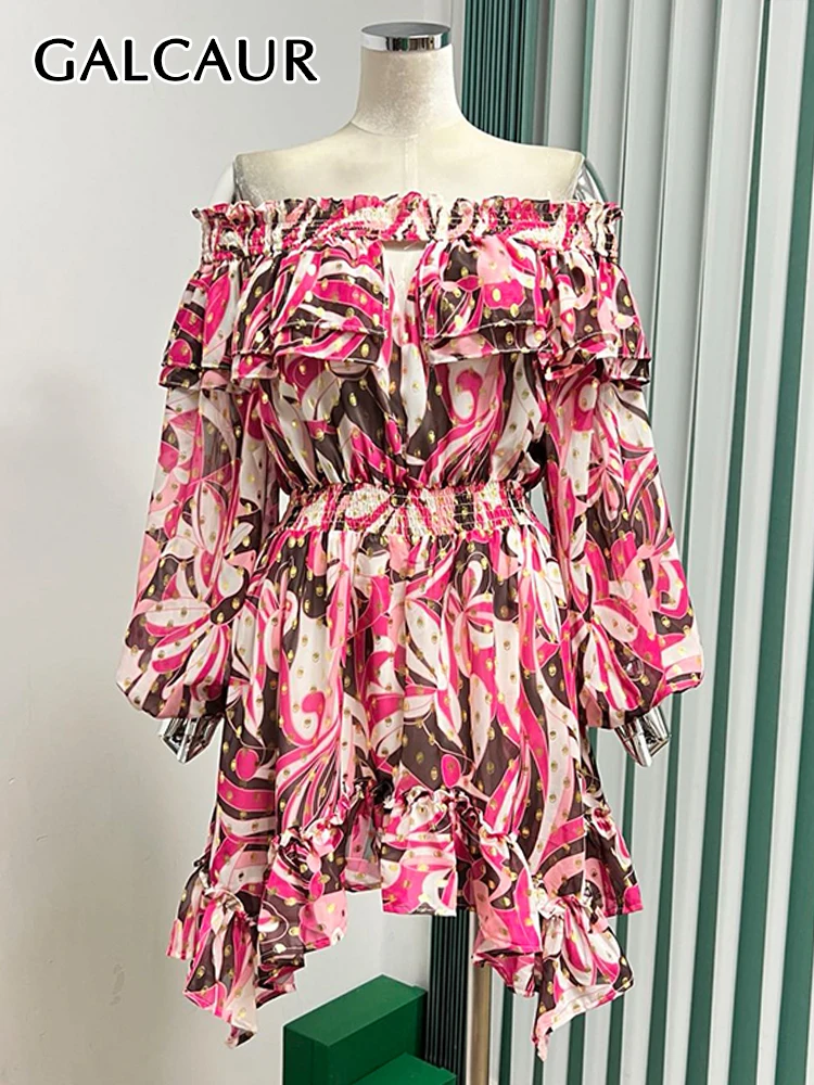 

Свободное Повседневное платье GALCAUR, женские Платья-мини с вырезом лодочкой и длинным рукавом, с цветными блоками, с вырезами, женская осенняя одежда, новинка