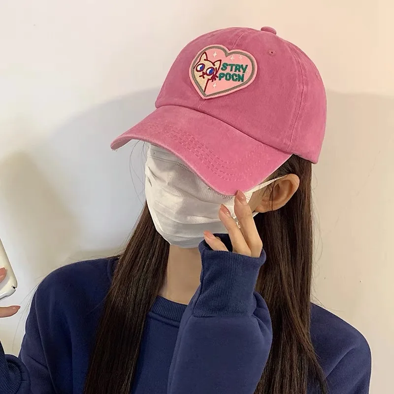 

Новая розовая бейсбольная шляпа для женщин на День святого Валентина Солнцезащитная шляпа милый котенок Регулируемый бейсболка кепка Мягк...