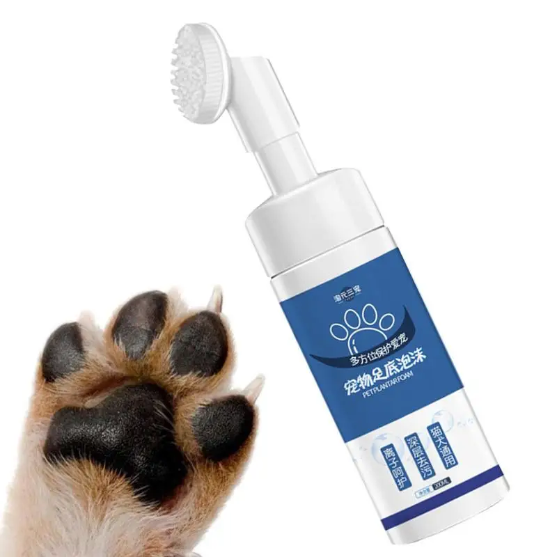 

Dog Paw Foam Cleaner 200ml Pet Foaming Cleanser With Brush Rinse Free Paw Cleaner No Washing Claw Care Supplies For Cat Dog