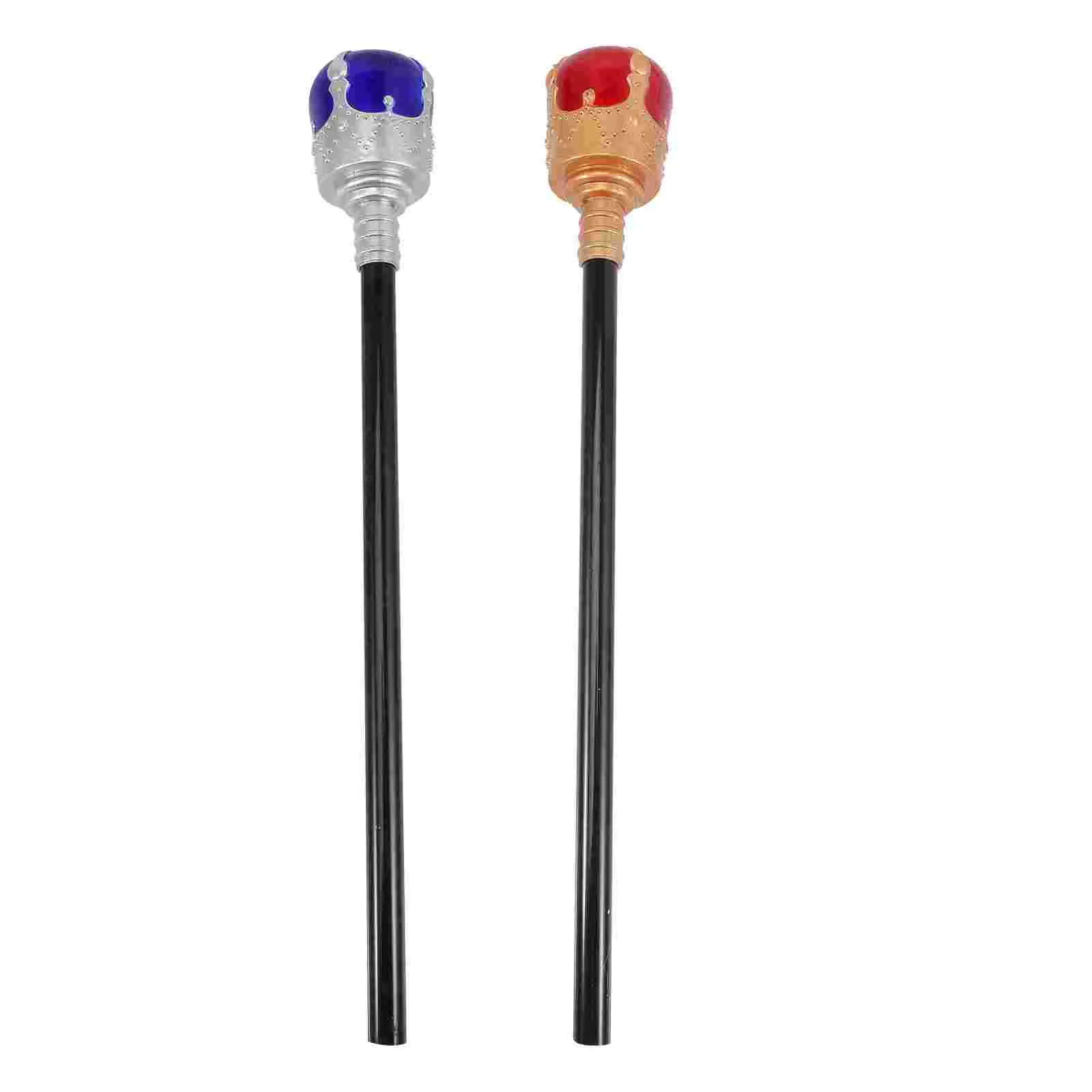 

2 Pcs Princess Toys Cane Props Performance Crown Wand Plastic Scepter King Cosplay Halloween Supplies Child